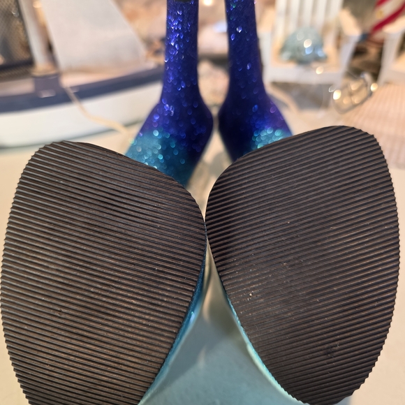 Blue Glitter Platform Heels - Picture 4 of 4